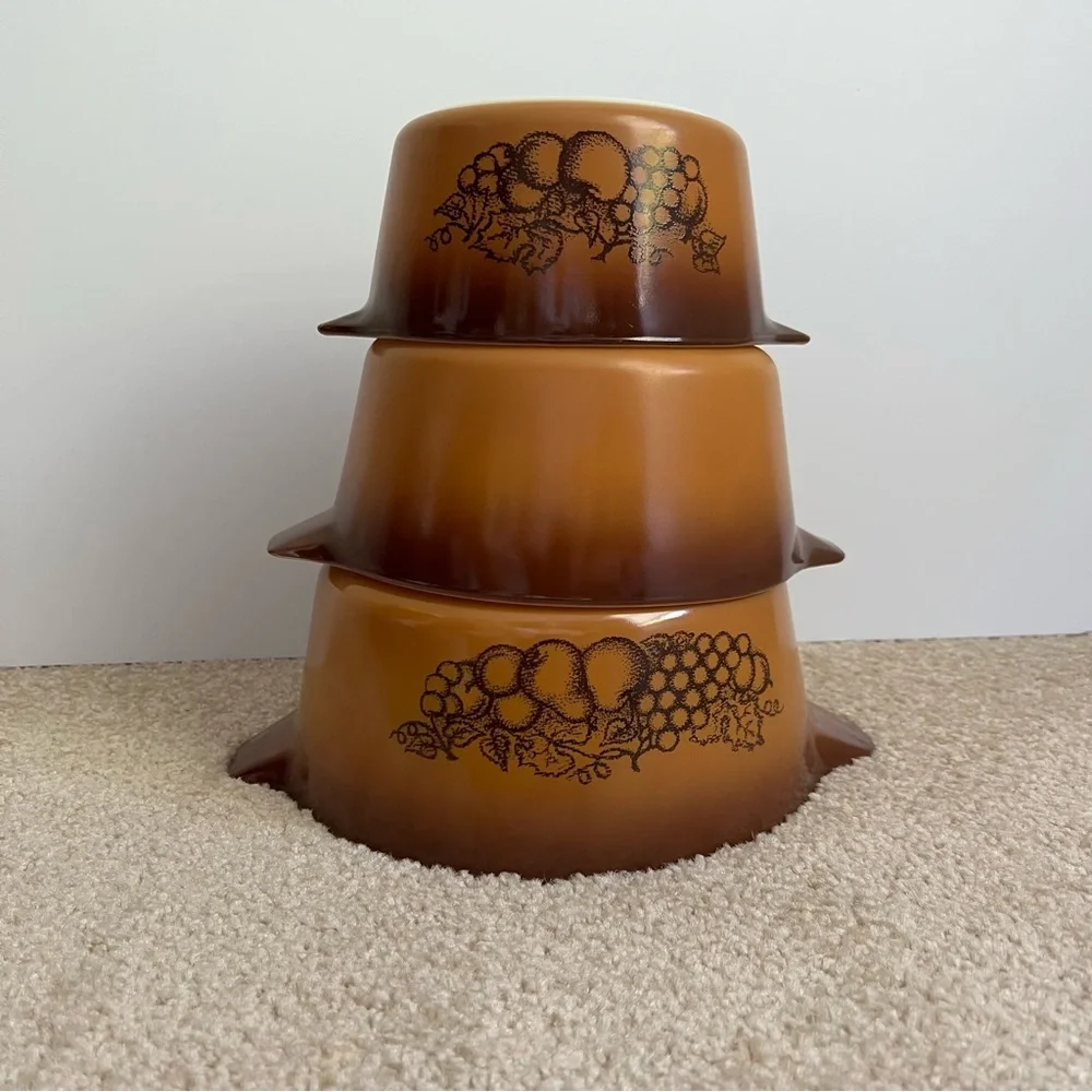 Vintage Pyrex Old Orchard 3 Piece Casserole Set #470 - Picture 1 of 10